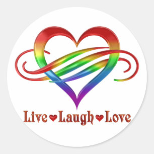 Sticker Rond Rainbow Live Rire l'amour