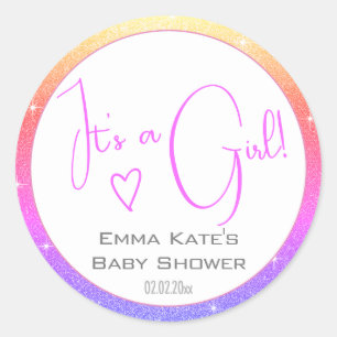 Sticker Rond Rainbow Ombre Cute Parties scintillant Étoiles Bab