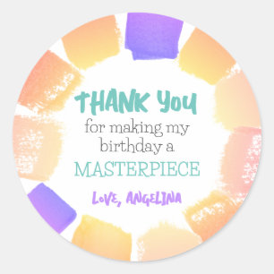 Sticker Rond Rainbow Paint Anniversaire Fête Favoriser Merci