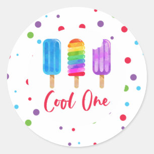 Sticker Rond Rainbow Pop Cool un 1er anniversaire