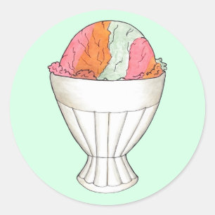 Sticker Rond Rainbow Sherbet crème glacée Sorbet Dessert Scoop