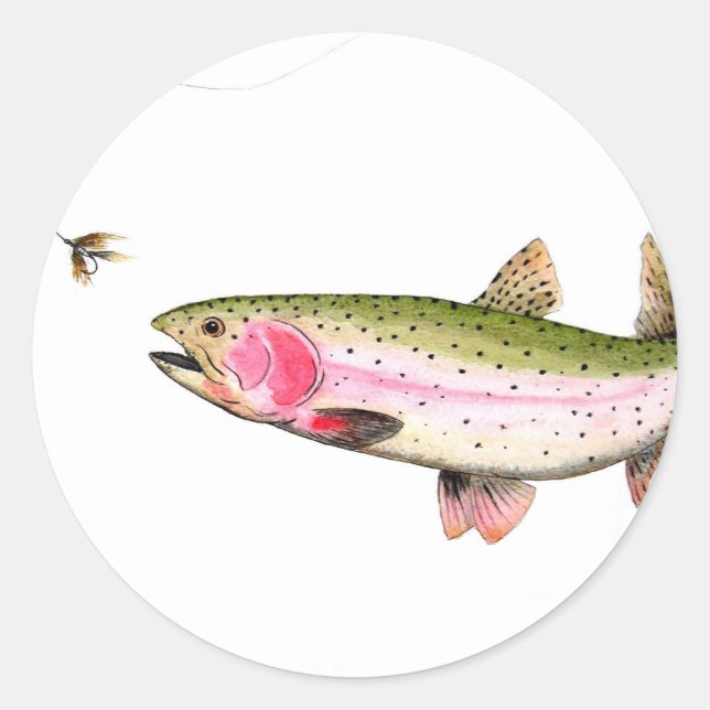 Sticker Rond Rainbow Trout Fly (Devant)