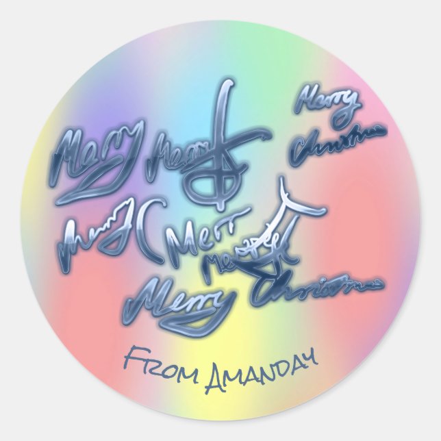 Sticker Rond Rainbow Underground Joyeux Noël du nom (Devant)