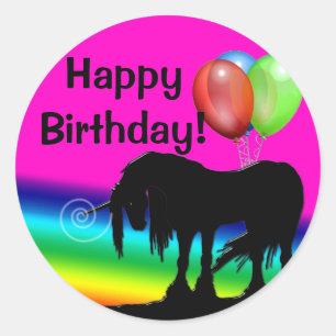 Sticker Rond Rainbow Unicorn Anniversaire