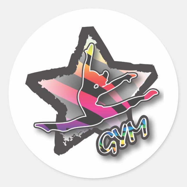 Sticker Rond Rainbow Zebra Gymnastique (Devant)