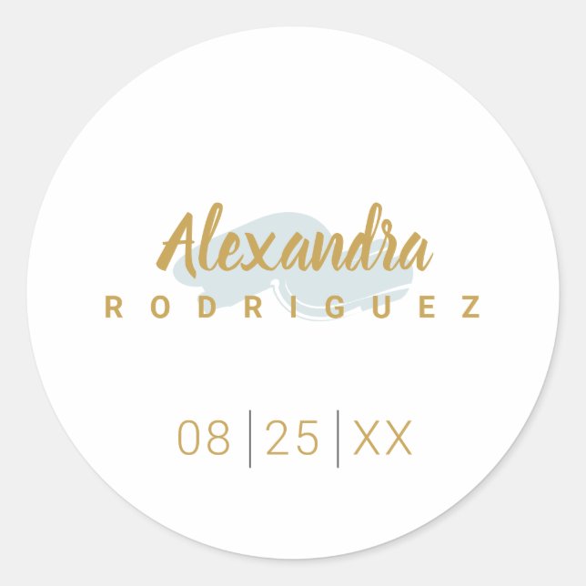 Sticker Rond Rainy Day Blue et Gold Quinceanera (Devant)