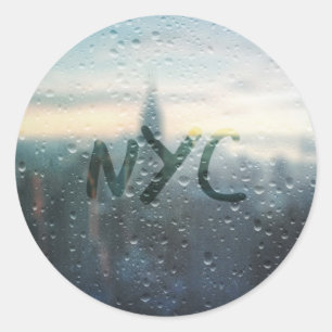 Sticker Rond Rainy Day dans le rideau de douche NYC