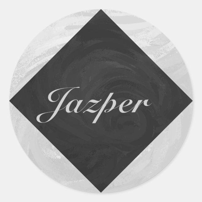 Sticker Rond Rainy Sky Grey et le Monogramme noir (Devant)