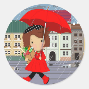 Sticker Rond RainyDayGirl_kat