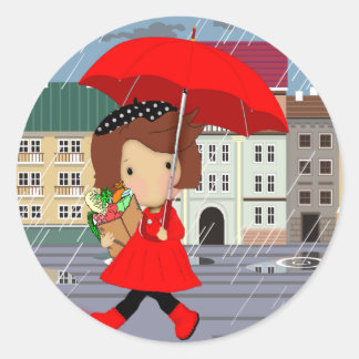 Sticker Rond RainyDayGirl_kat