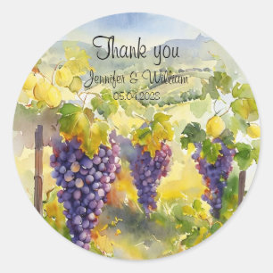 Sticker Rond Raisin de vigne rustique citrons Italie Mariage  