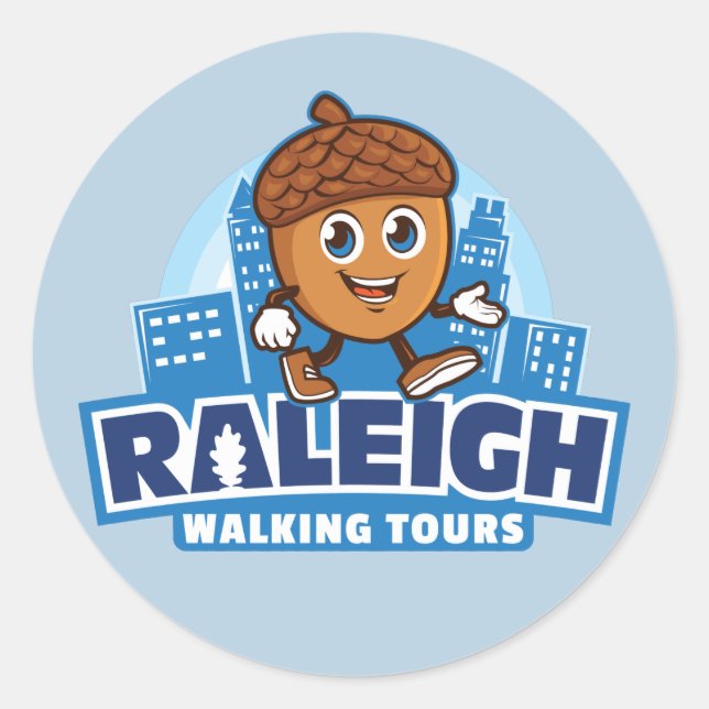 Sticker Rond Raleigh Randonnées pédestres Tours Cute Acorn (Devant)