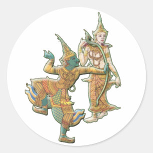 STICKER ROND RAMA SITA - DÉESSE BOUDDHISTE INDOUE DE RAMAYANA