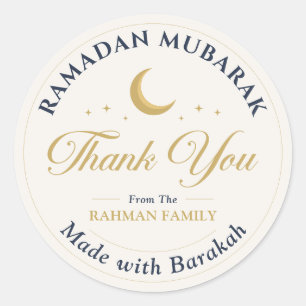 Sticker Rond Ramadan Moubarak Merci Or Céleste