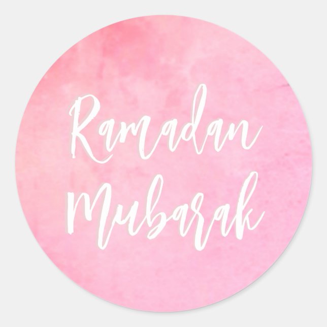 Sticker Rond Ramadan Moubarak un peu rose (Devant)