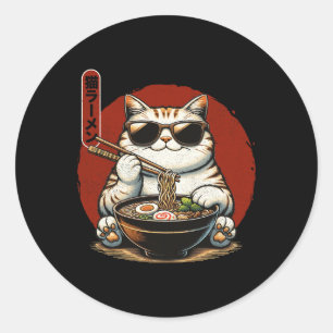 Sticker Rond Ramen Cat Kawaii Anime Japonais Kawaii Neko 1