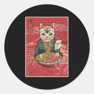 Sticker Rond Ramen Cat Kawaii Anime Japonaise Food Girls Offici