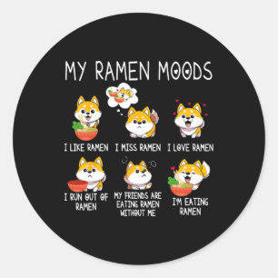 Sticker Rond Ramen Shiba Inu Amoureux des chiens Nouilles Japon