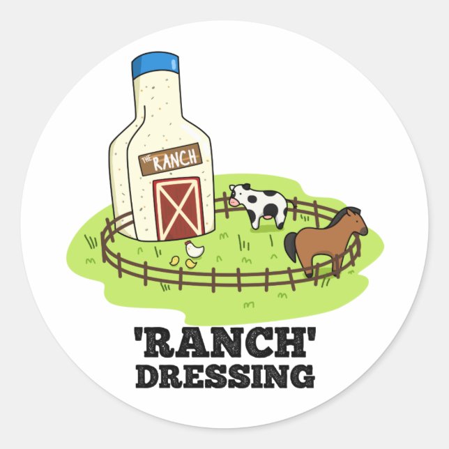 Sticker Rond Ranch Dressing Funky Food Pun (Devant)