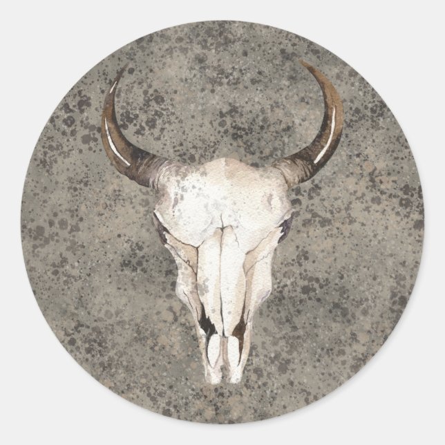 Sticker Rond Ranch Rustique Sud-Ouest Tête Brown (Devant)