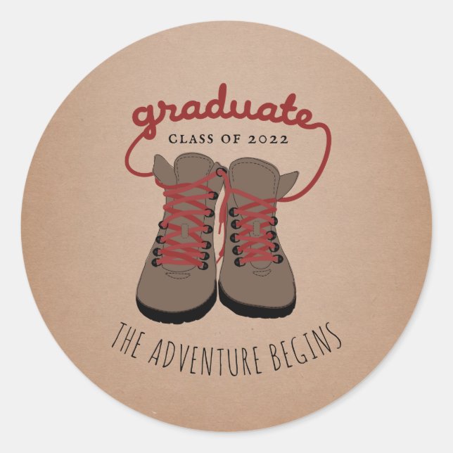 Sticker Rond Randonnée amorce la graduation L'aventure commence (Devant)