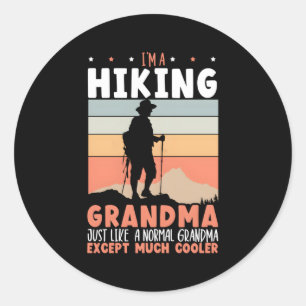 Sticker Rond Randonnée Grand-mère de randonneur d'Escalades de