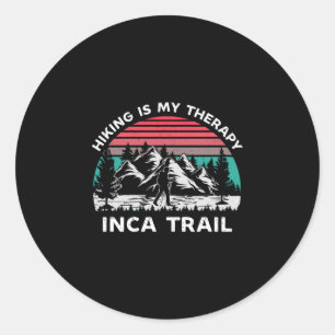 Sticker Rond Randonnée masculine sur le sentier inca jusqu'à Ma