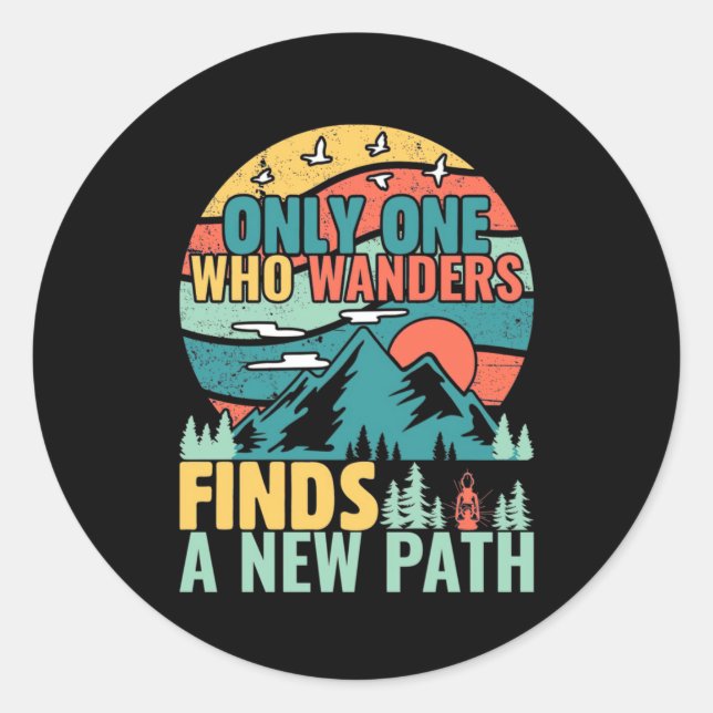 Sticker Rond Randonnée Qui Se Promène Trouve Un Nouveau Chemin (Devant)