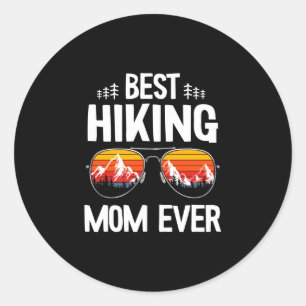 Sticker Rond Randonneur homme maman vacances d'extérieur rétro