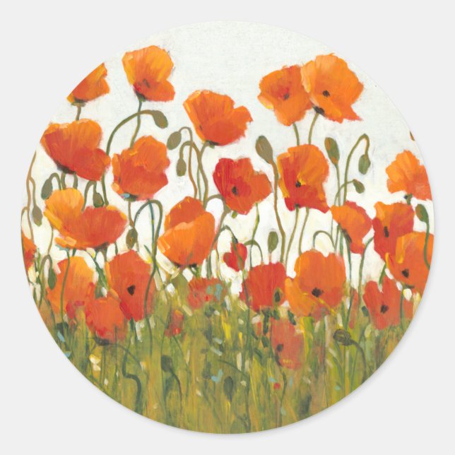 Sticker Rond Rangées de pavots I (Devant)