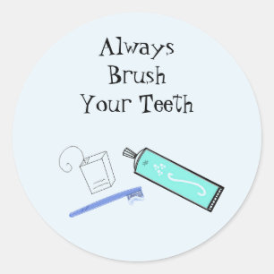 Sticker Rond Rappel de brossage des dents
