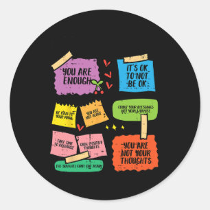 Sticker Rond Rappels de santé mentale Conseiller thérapeute con