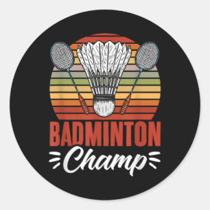 Sticker Rond Raquette de champion de badminton volant badminton