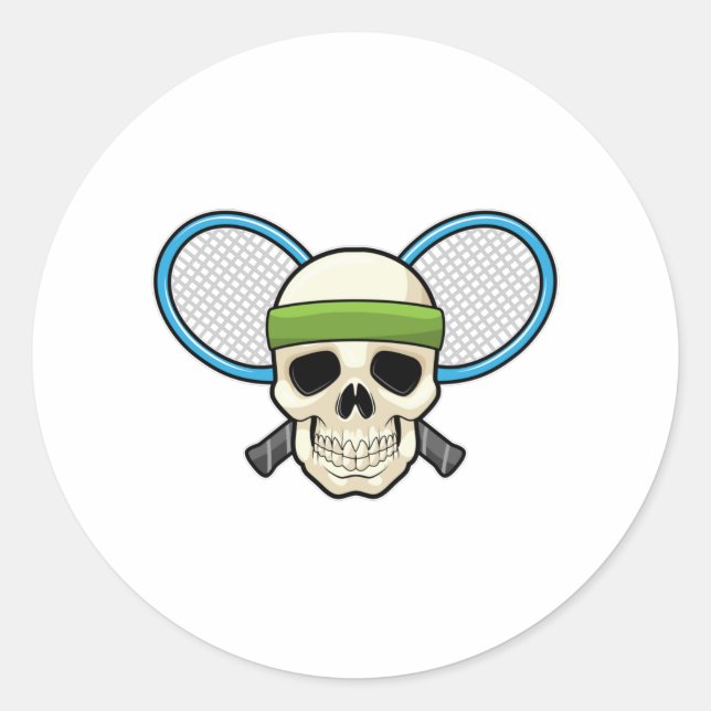 Sticker Rond Raquette de tennis de crâne (Devant)