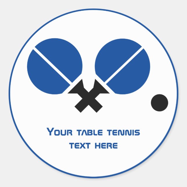 Sticker Rond Raquettes de ping-pong de ping-pong et bleu boule (Devant)