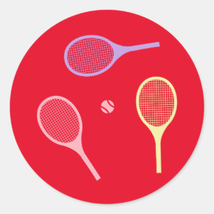 Sticker Rond Raquettes de tennis Pastel avec balle de tennis en