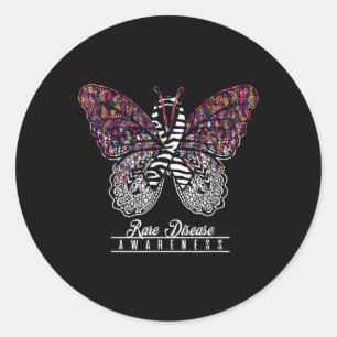 Sticker Rond Rare Maladie Sensibilisation Chemise Papillon Amat