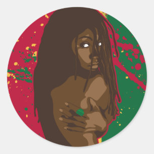 Sticker Rond Rasta Girl
