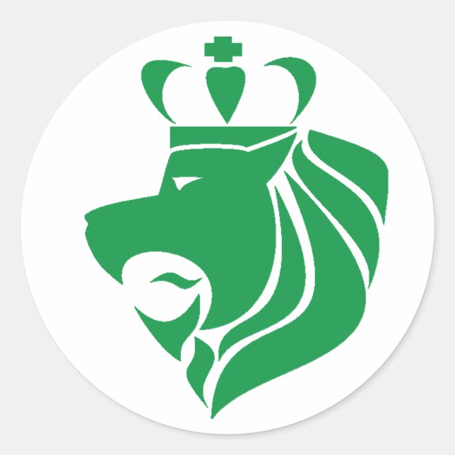 Sticker Rond Rasta Reggae Crowned Lion Green (Devant)