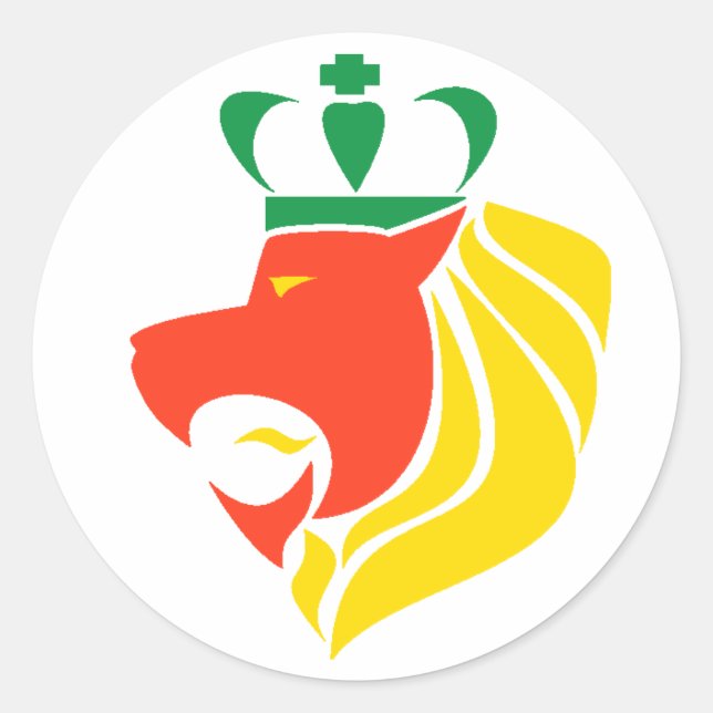 Sticker Rond Rasta Reggae Lion Couronné (Devant)