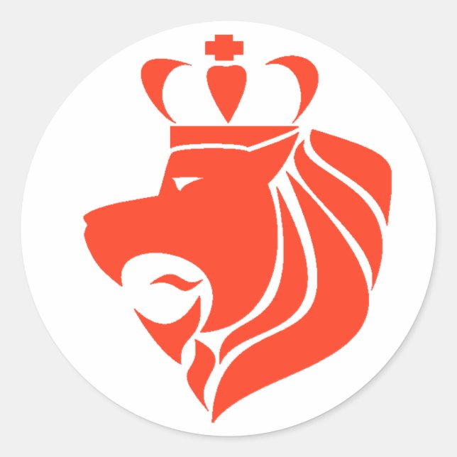 Sticker Rond Rasta Reggae Lion Crowned Red (Devant)