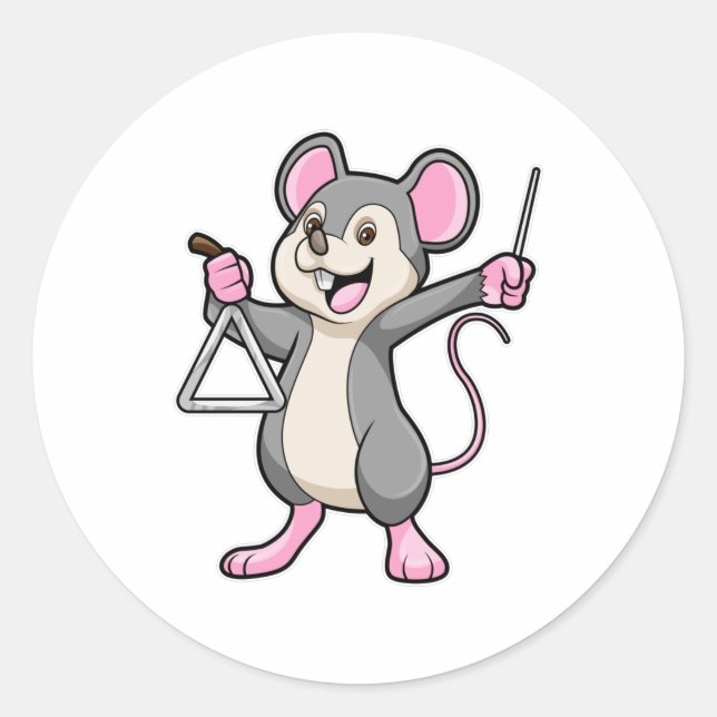 Sticker Rond Rat à Musique avec Triangel (Devant)