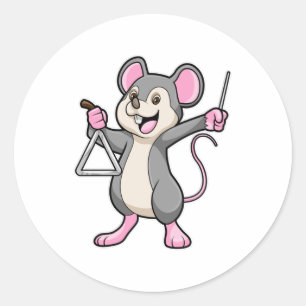 Sticker Rond Rat à Musique avec Triangel