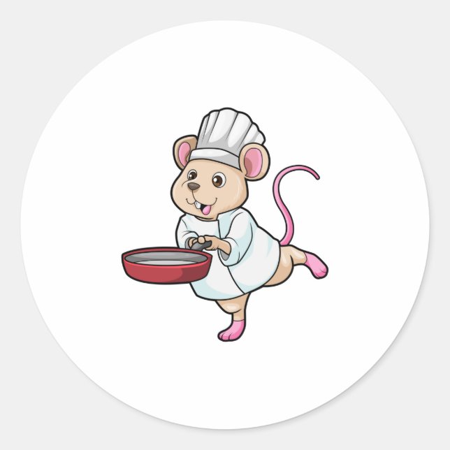 Sticker Rond Rat comme Cuire avec Pan & Cuisine casquette (Devant)