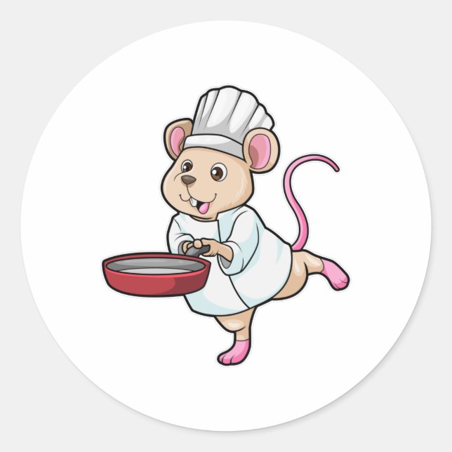 Sticker Rond Rat comme Cuire avec Pan & Cuisine casquette (Devant)