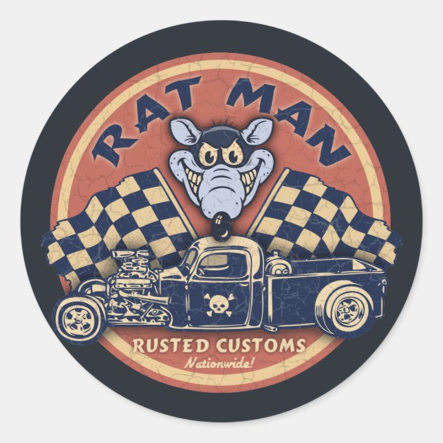 Sticker Rond Rat Man - Douanes rouillées (Devant)
