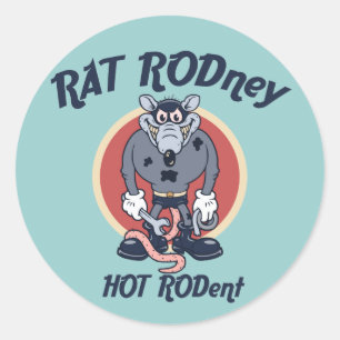 Sticker Rond Rat Rodney