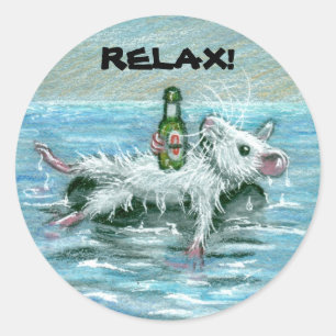 Sticker Rond Rat sur Tube, RELAX !