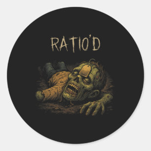 Sticker Rond Ratio'd Teag Mème Zombie Drôle Npc Ratioed Joueur