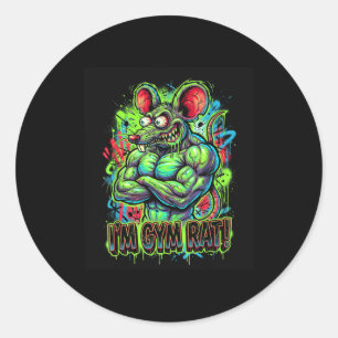 Sticker Rond Raton de gym musclé Bodybuilder Graffiti Entraînem
